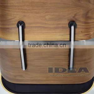 Replica Charles Lounge Chair and Ottoman Walnut Shell Black Leather thumbnail-5