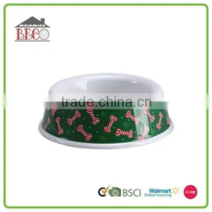 Green With Bone Prined Cheap Plastic Wholesale Dog Bowl thumbnail-1
