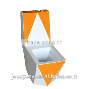 Washdown Floor Mounted One Piece Yellow Colored Toilet Bowl 388 thumbnail-3