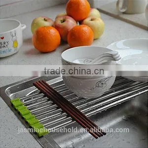 2016 Roll Up Silicone Handy Drainer Commercial Stainless Steel Dish Rack thumbnail-3