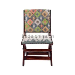 Natural Furnish Wooden Upholstery Folding Chair thumbnail-1