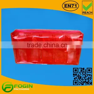Transparent Red PVC Cosmetic Pouch With Zipper thumbnail-1