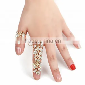 New Arrival Fashion Celeb's Silver Lower Armor Finger Double Ringknuckle Link Finger Ring thumbnail-5