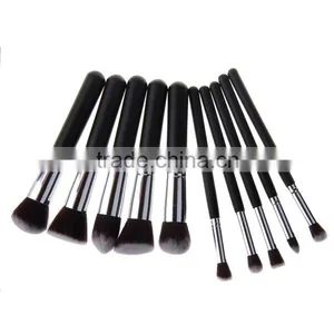 10 Pcs Silver Black Synthetic Kabuki Makeup Brush Set Cosmetics Foundation Blending Blush Makeup Tool thumbnail-5