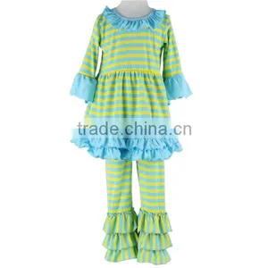 Wholesale 2016 Children's Boutique Clothing Kids Clothes Stripe Ruffle Pants Set Spring And Fall Clothing For Baby Girl thumbnail-3