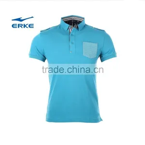 ERKE 2015 Summer Men's Comfortable & Breathable Polo t Shirt Casual Full Cotton Short Sleeve Polo for Men With Front Pocket thumbnail-3