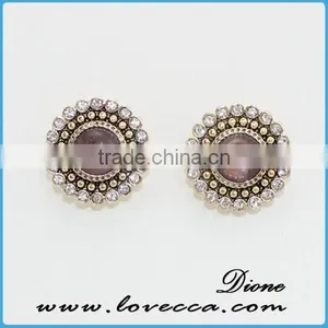 Wholesale Fashion Jewelry Crystal Around Gemstones Charms Brass Stud Earring Jewelry Supplies thumbnail-2