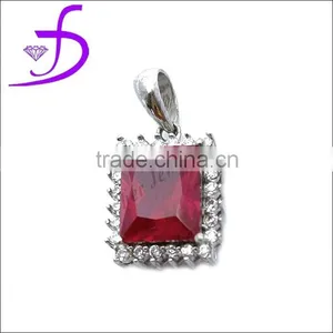 Good Quality Designer Silver Charms New Fashion Charms Ruby Gemstone Pendant thumbnail-1