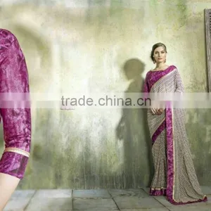 Bordered Embroidery Worked Elegance Designer Sarees thumbnail-6