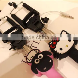 Most Popular Cartoon Aluminum Alloy Selfie Stick With Cable, Fashionable Foldable Selfie Stick thumbnail-4