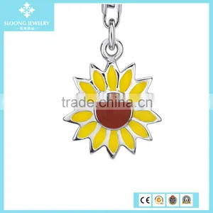 Silver Jewelries Color Sunflower Charm in Sterling Silver thumbnail-2