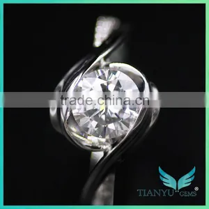 Wholesale Wedding Rings 14K 15K PT925 1ct Brililiant Round Cut Moissinite Diamond With Strong Fire thumbnail-2
