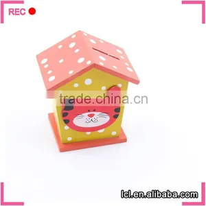 Wooden Money Box House Shaped, Wood Material Money Storage Box thumbnail-2