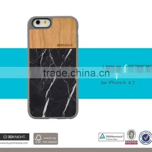 Full Protective Phone Case for Iphone 6 Case Natural Marble Pattern Cell Phone Cover for Iphone 6s Case Marble Wood thumbnail-1