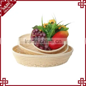 S&D Custom Size Mordern Design 100% Hand Woven Fruit Vegetable Basket Plastic Fruit Plate thumbnail-1