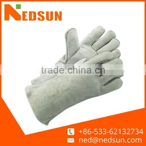 Working Protective Split 14'' Leather Gloves for Welding thumbnail-1