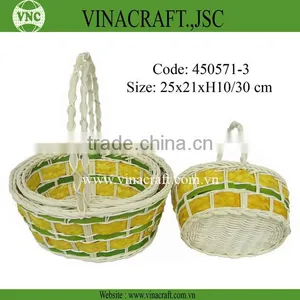 Rattan Bamboo Flower Basket With Handle for Holiday thumbnail-1