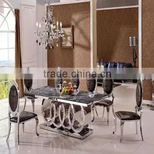 Modern Big Size Stainless Steel Frame Dinning Table With 8 Chairs thumbnail-2
