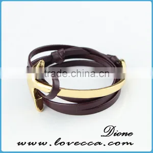 2017 Wholesale Leather Half Cuff Mens Anchor Bracelets thumbnail-5