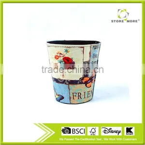 Eco-friendly Trash Can Faux Leather Open Top Standing Waste Bin thumbnail-1