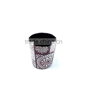 Flower Print Waste Bin Faux Leather Trash Can For Kicthen/Livingroom/Bathroom thumbnail-3