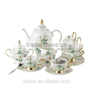 Bone China European Style Flowers Design Coffee Set of 15pcs thumbnail-2
