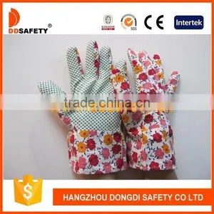 DDSAFETY Red Dots On Palm Flower Design Back Band Cuff Garden Gloves thumbnail-1