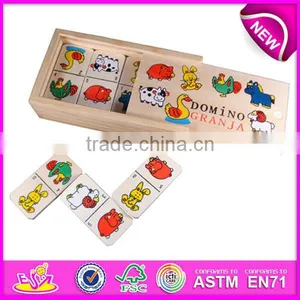 2015 деревянные домино для детей, недорогие домино с изображением животных для детей, деревянные конструкторы - домино игрушки WJ277610 thumbnail-1