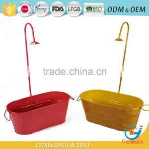 17 Inch Decorative Metal Planters Galvanized Pots for Plants Zinc Plant Pot thumbnail-4