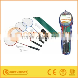 Stock 4 Players Steel Badminton Set With Net and Post OEM thumbnail-1