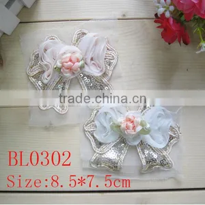 Cheap Wholesale Antique Mesh Fabric Lace Neckline Sequin Applique for Clothing Decoration thumbnail-1