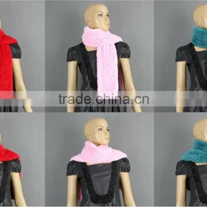 High Quality Knitted Rex-Rabbit Scarf, Real Fur,soft thumbnail-3
