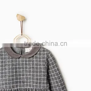 Latest Children Winter Plush Check Dress With Peter Pan Collar Design Children Girls Kids Clothes Garment 2016 HSD5797 thumbnail-4