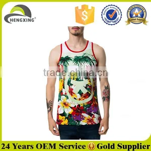 Wholesale Floral Printing Mens Custom Tank Top thumbnail-1