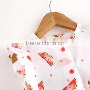 Custom-made Summer Fly Short Sleeve Pink Watermelon Rompers thumbnail-3