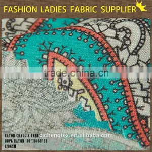 100% Printed Rayon Fabric Shaoxing Reactive Prints Fashion Woven Fabric for Lady Dress thumbnail-3