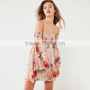 Smocked Bodice Full Sleeve Mini Dress SS18 Floral Printed Womenswear thumbnail-6
