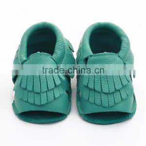 100% Cow Leather Baby Summer Fringed Moccs thumbnail-5