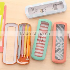 R1955H Creative Kawaii Animal Fruit Pattern Iron Metal Transparent Window Pencil Case Box for Pen Stationery Style Kids Gift thumbnail-1