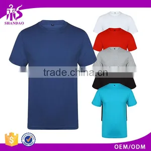 Guangzhou Shandao OEM Factory Summer Plain O-neck Short Sleeve 180g 40% Cotton 60% Polyster Custom Athletic Fit Shirt thumbnail-1