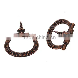 Zinc Based Alloy Oval Antique Copper Pattern Carved Jewelry Wooden Box Pull Handle Knobs thumbnail-3