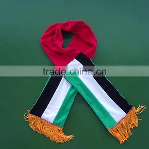 Cotton/TC/polyester Velvet Soft With Fringe Sports Olympic National Flag Scarf thumbnail-1