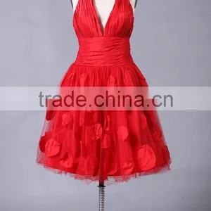 2017 New Designer Ruffle Knee-length Poly Chiffom Evening Dress ED108 thumbnail-1