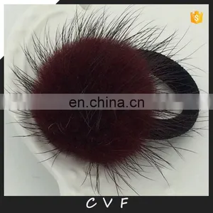 Cute Small Round Mink Fur Ball Hair Accessory for Kids Girl Decoration thumbnail-1