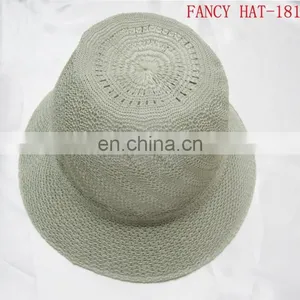 Cheap Wholesale Single Color Simple Gray Straw Hat thumbnail-1