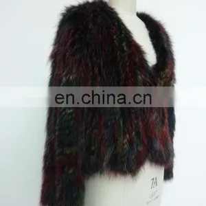 2013 Latest Genuine Raccoon Fur Knitting Jacket thumbnail-1