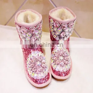 Aidocrystal New Desigh Bling Sequins Boots With Rhinestone Women Winter Warm Fur Boot thumbnail-2