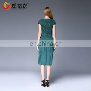 2016 Korea Style Round-Neck Chiffon Dress Wholesales PLeated Dress thumbnail-5