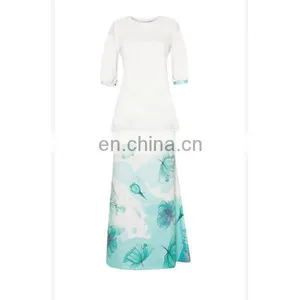 New Arrival White Fashion Dress Digital Printing Women Muslimah Clothing thumbnail-4