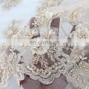 China Suppliers Handwork Embroidery Designs/handwork Beaded Lace Fabric/handwork 3d Embroidery Lace Fabric for Wedding Party thumbnail-4
